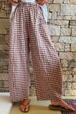 Nonni Gingham Relaxed Barrel Pant Chestnut